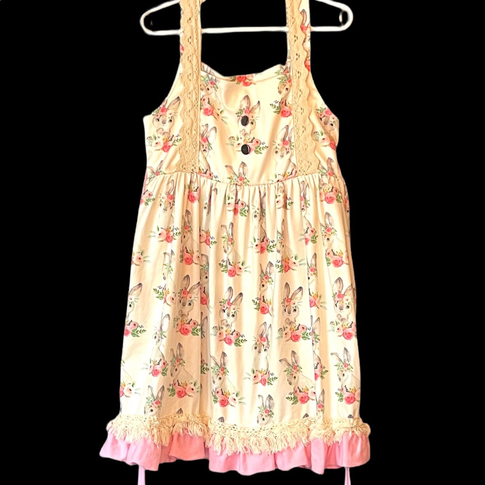 Easter Rabbit Spring Girls Dress Sz 3XL 6-8, Knee Length